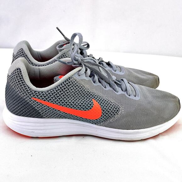 NIKE Revolution 3 Women Wolf Grey Hyper Orange Running Shoes 819303-002 Sz 10 - Picture 4 of 7
